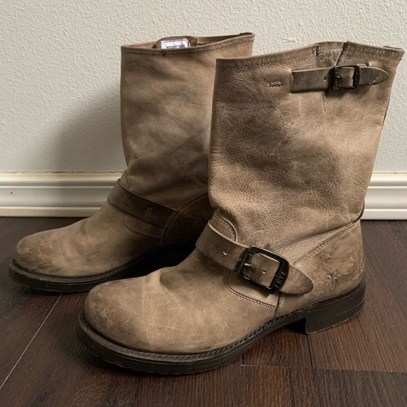 FRYE Boots Leather Ankle  8 Gray Engineer Moto - Picture 2 of 6